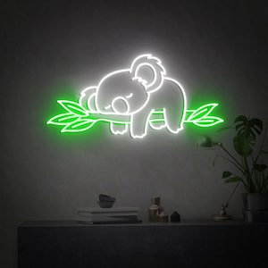 Koala Bear Neon Light, Cute Animals Neon Sign, Koala bear Bedroom Neon Sign, Koala Neon Light, Home Neon Lights, Kaola Neon Wall Decoration