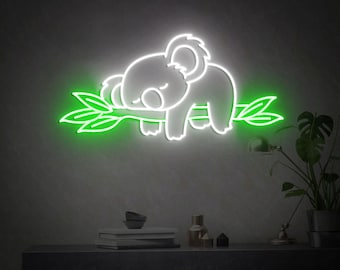 Koala Bear Neon Light, Cute Animals Neon Sign, Koala bear Bedroom Neon Sign, Koala Neon Light, Home Neon Lights, Kaola Neon Wall Decoration