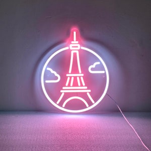 Eiffel Tower Neon Light, Neon Sign Light Decor, Eiffel Tower Bedroom Neon Sign, Bedroom Neon Lights, Home Neon Lights, Tower Wall Decoration