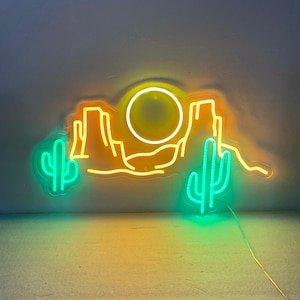 Desert with Cactus Neon Light, Desert Decor, Desert Neon Light,  Wild West, Gift for Husband