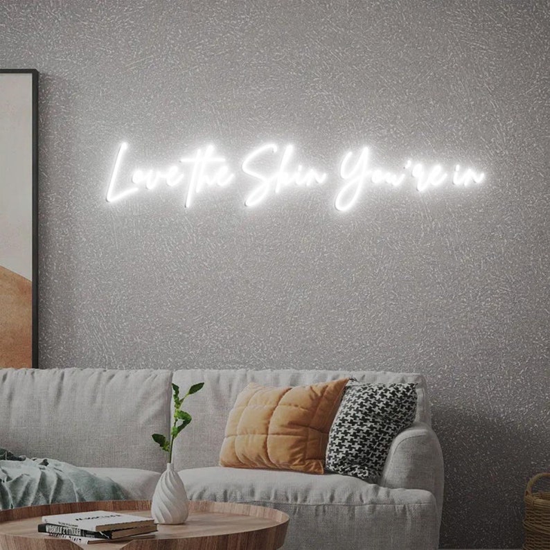 Love the skin you're in Neon Sign, Skincare Sign, Esthetician Decor, Skincare Salon Decor, Beauty Salon Decor, Beauty Skin Care image 2
