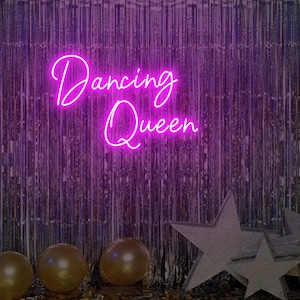 Dancing Queen Sign Neon Light, Dancing Party Backdrop Decor, Disco Theme Party Led Sign, Disco Birthday Party Neon Light, Party Decorations