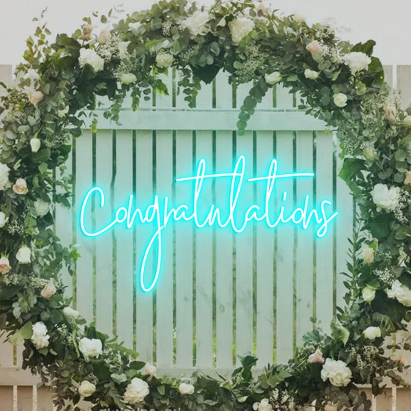 Congratulations Neon Sign, Congratulations Sign, Custom Neon Sign Graduation Party Backdrop Sign, Wedding Congratulations Sign