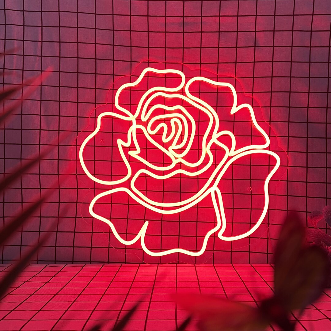 Rose Neon Light Neon Sign Light Decor Rose Bedroom Neon - Etsy