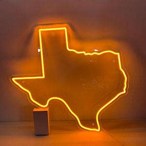 Letrero de neón del esquema de Texas, letrero LED de Texas, decoración de Texas, arte de pared del mapa de Texas