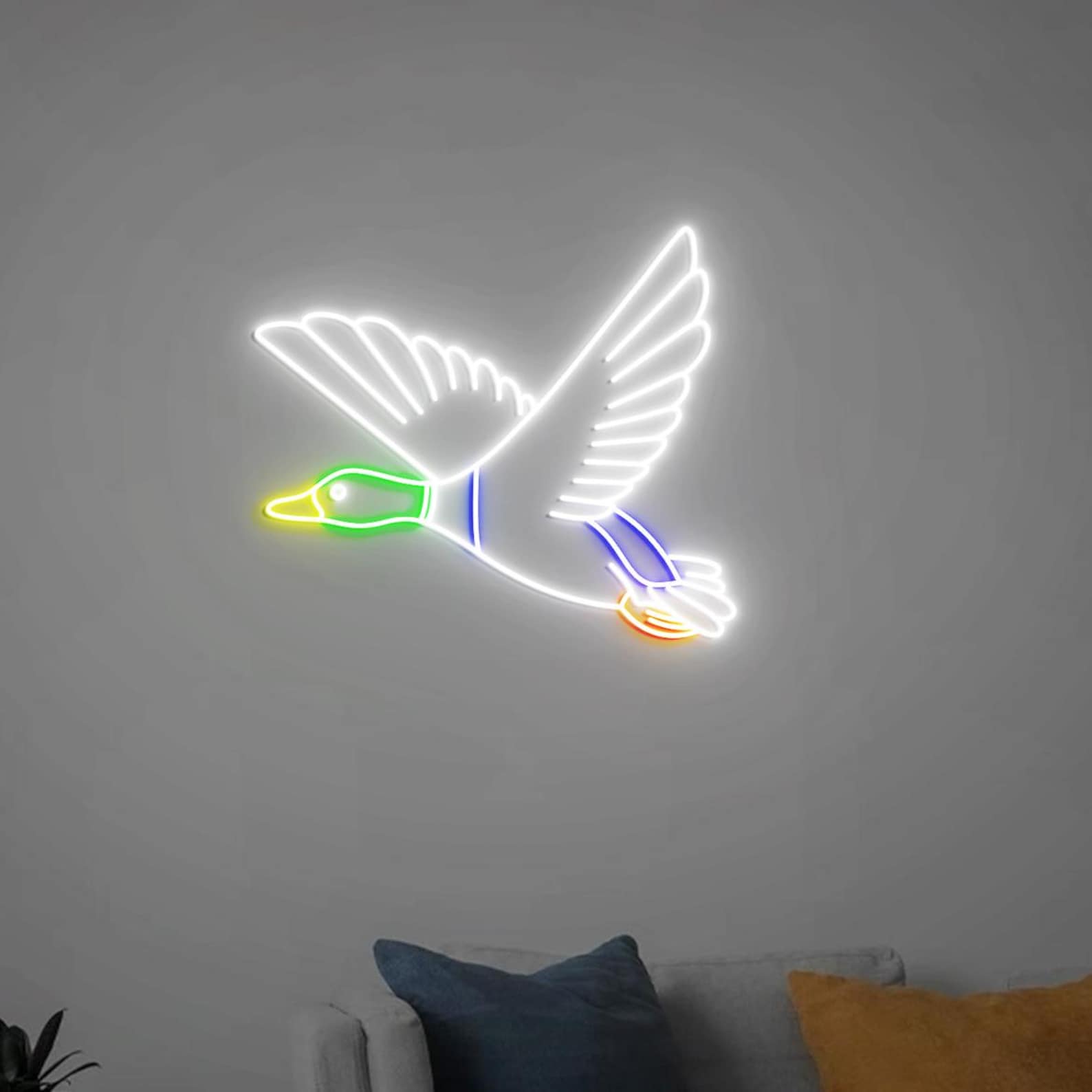 Mallard Duck Neon Light, Flying Duck Room Decoration, Duck Hunting Wall ...