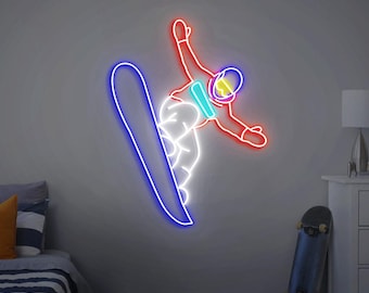 Snowboarder Neon Sign, Snowboard Themed Bedroom Decor, Snowboarder Gift, Christmas Gift for Snowboarder, Ski Snowboard Neon Light