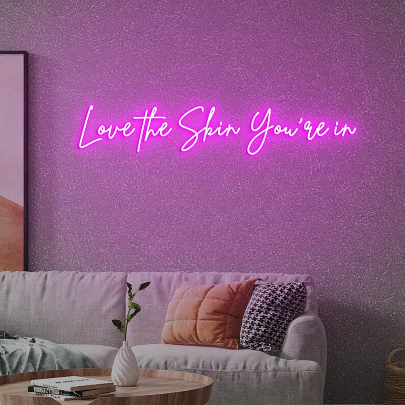 Love the skin you're in Neon Sign, Skincare Sign, Esthetician Decor, Skincare Salon Decor, Beauty Salon Decor, Beauty Skin Care image 3