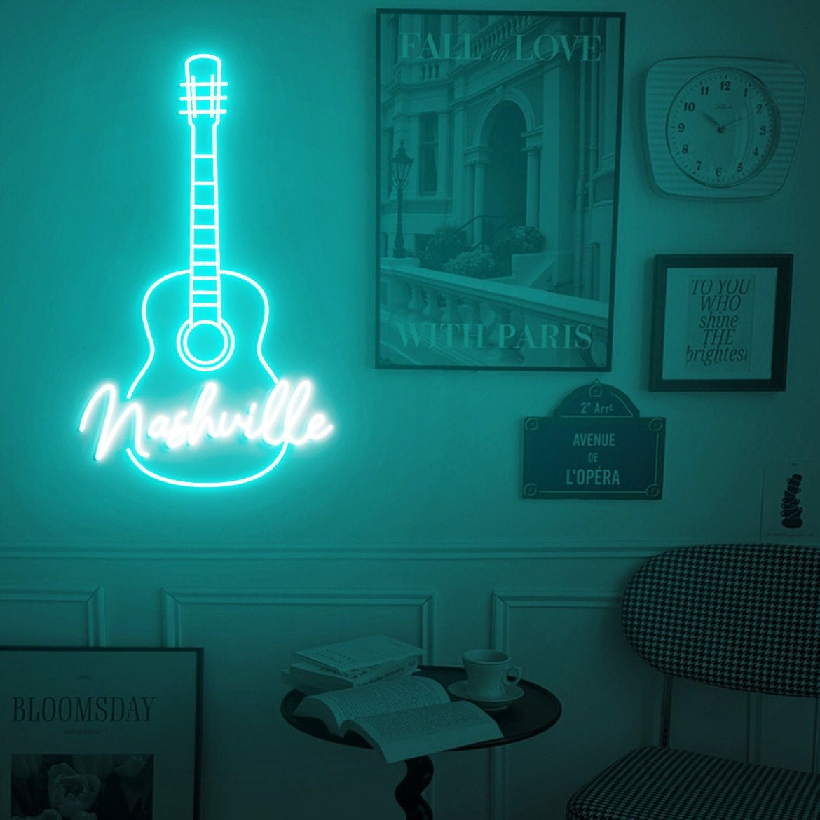 Nashville Guitar Neon Sign, Nashville Music Sign, Nashville Music City, Country Music Led Neon Sign, Guitar Wall Art