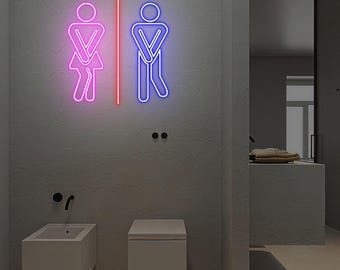 Lustiges Toilettenschild, Neon-Badezimmer-Wanddekor für Haus, Bar, Café oder Büro-Toilette, Schild Waschraum-Humor-Schild, lustige Toiletten-Dekoration