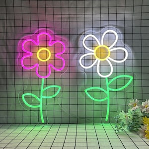 Flowers Neon Light, Neon Sign Light Decor, Led Flower Wall Backdrop, Bedroom Neon Lights, Flower Sign Led Light Wall Art Decor