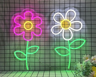 Flowers Neon Light, Neon Sign Light Decor, Led Flower Wall Backdrop, Bedroom Neon Lights, Flower Sign Led Light Wall Art Decor