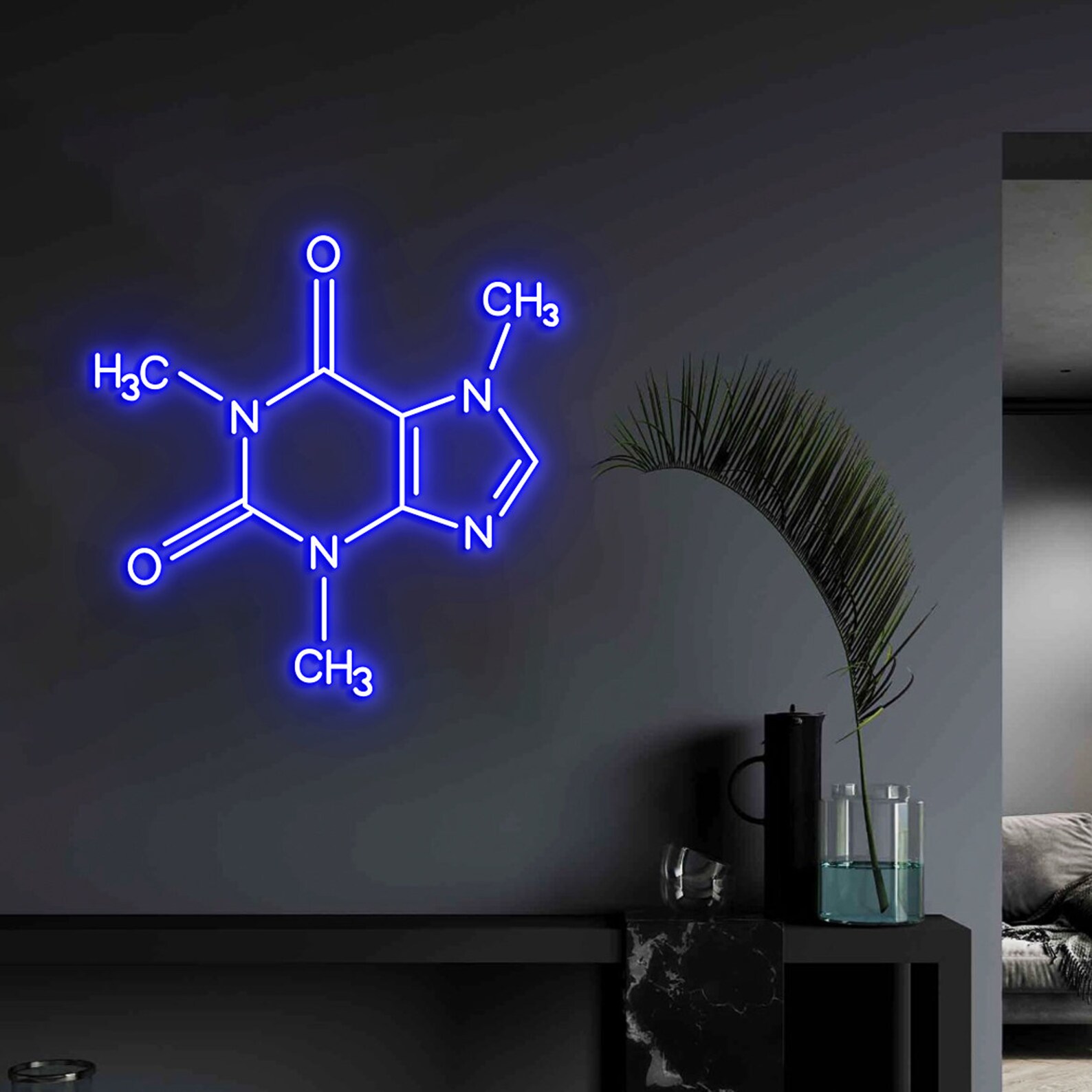 Caffeine Molecule, Led Neon Sign, Wall Decor Caffeine Molecule, Coffee ...