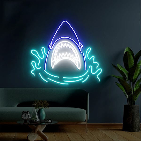 Shark Neon Light, Neon Sign Light Decor, Shark Bedroom Neon Sign, Sea Shark Led Light, Home Neon Lights, Shark Wall Decoration