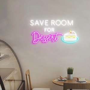 Save Room for Dessert Neon Sign, Dessert Cake Wall Decor, Cake Bake Shop Wall Light, Bake Shop Dessert Sign, Décor Ideas for Cake Shops