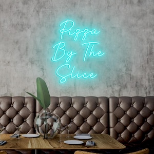 Pizza By The Slice Neon Sign, Pizza Neon Sign Light Decor, Pizza Restaurant Light, Pizza Neon Sign Light Decor, Wall Decor Of Pizza Shops