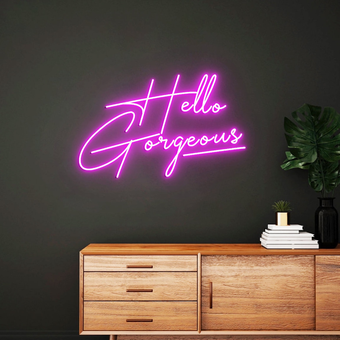 Custom Hello Sign Neon Light, Pink Neon Sign for Beauty Room