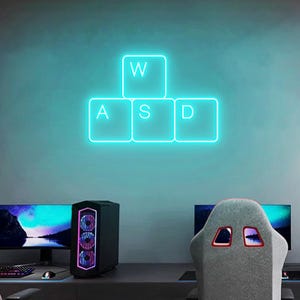 WASD Keys Neon Light, PC Game Room Decor, Video Game, WASD Signs, Game ...