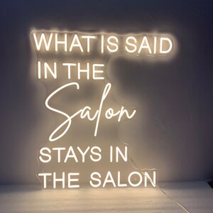 What is Said in the Salon Stays in the Salon, Salon Neon Sign, Neon Light Sign for Salon Wall Decorations, Salon Sign, Beauty Salon Decor image 2