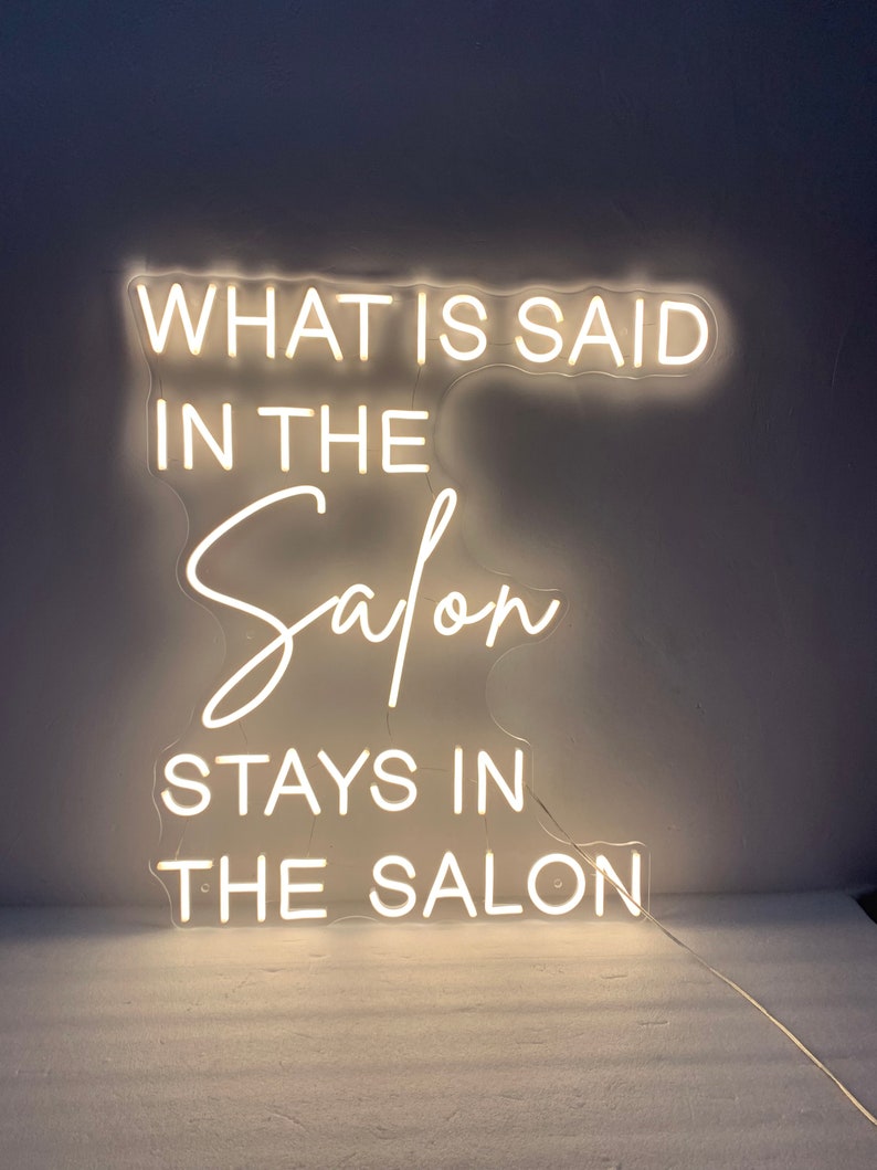 What is Said in the Salon Stays in the Salon, Salon Neon Sign, Neon Light Sign for Salon Wall Decorations, Salon Sign, Beauty Salon Decor image 2