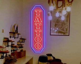 Insegna Al Neon A Forma Di Tatuaggio – Luce LED Flessibile Per Parete – 43x12 Cm – Per Studio Tatuaggi, Camera Da Letto O Regalo – Con Alimentatore E Telecomando - 2