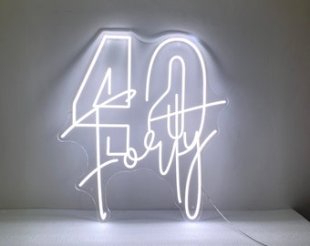 40 Forty Neon Sign, 40th Birthday Decorations,Custom Birthday Neon Light Sign, 40th Birthday Decor, 40th Birthday Neon Sign