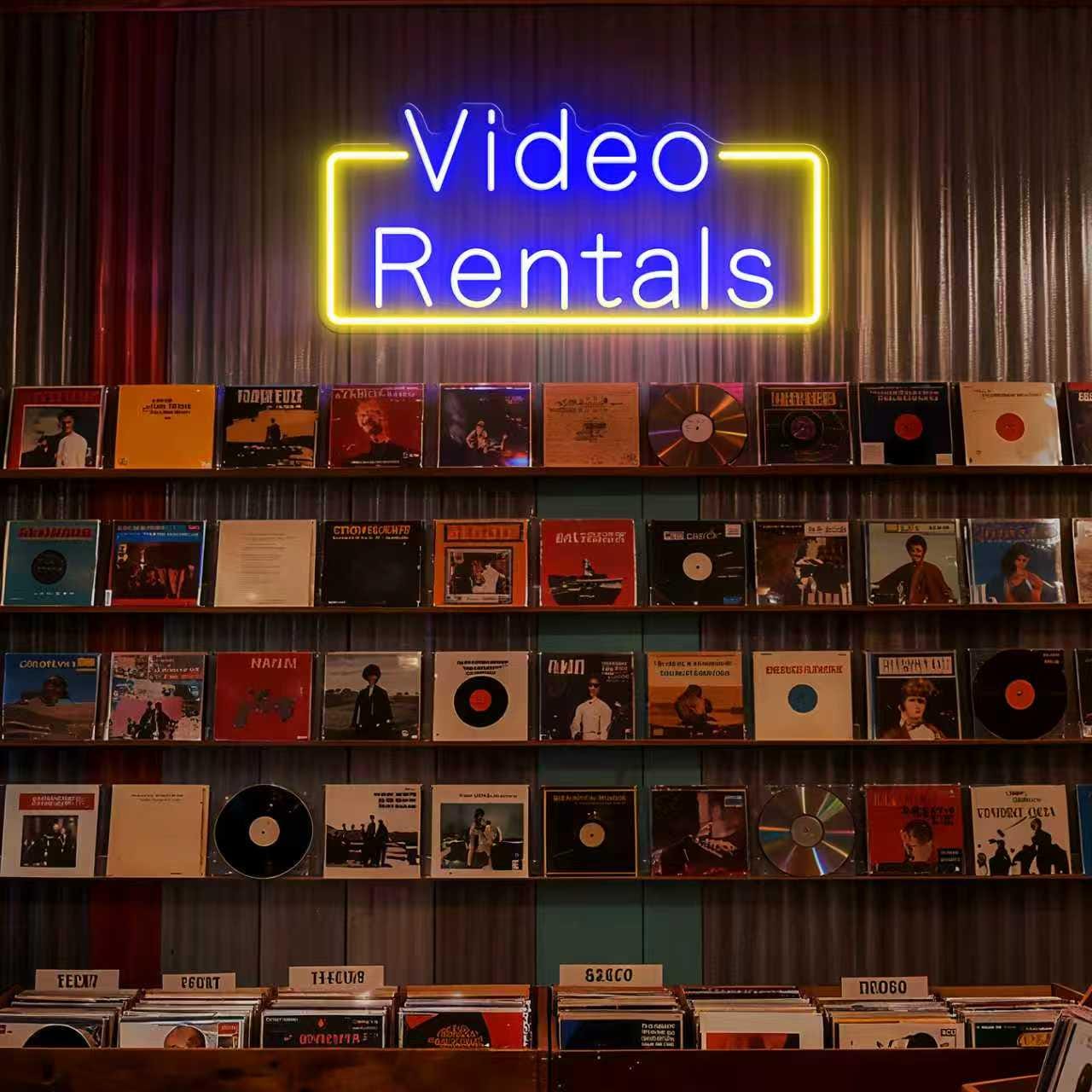 Video Store Rental Sign Video Rentals Neon Sign for Movie Room Wall Decor – Retro LED Neon ...
