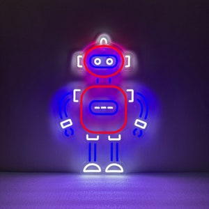 Robot Neon Light, Neon Sign Light Decor, Robot Bedroom Neon Sign, Bedroom Neon Lights, Home Neon Lights, Robot Wall Decoration