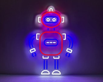 ロボットネオンライト、ネオンサインライト装飾、ロボット寝室ネオンサイン、寝室ネオンライト、家庭用ネオンライト、ロボット壁装飾