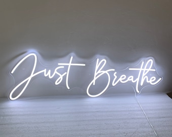 Letrero de neón "Just Breathe", decoración de pared para gimnasio Yoya, diente de león, letrero de neón para oficina