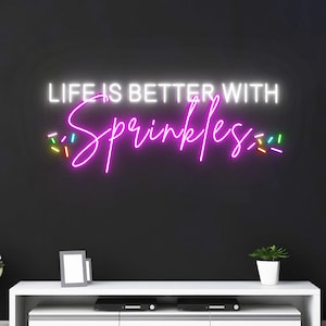 Life is Better With Sprinkles, Neon Light Signs, Summer Decor, Sprinkles Decor, Desert Bar Sign Decorations