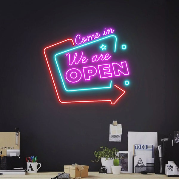 Come in We Are Open, Led Neon Sign, Custom Open Neon Light, Business Store Modern Open Sign, Shop Door Sign