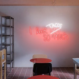 I love you Tacos So Much Neon Sign, Funny Taco Wall Art, Taco Tuesday Kitchen Decor, Mexican Food Taco Sign, Taco Bar Party Decoration