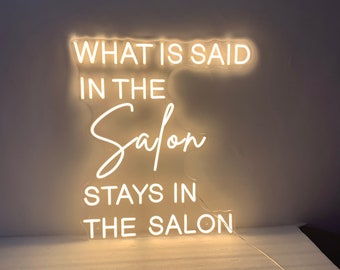 What is Said in the Salon Stays in the Salon, Salon Neon Sign, Neon Light Sign for Salon Wall Decorations, Salon Sign, Beauty Salon Decor