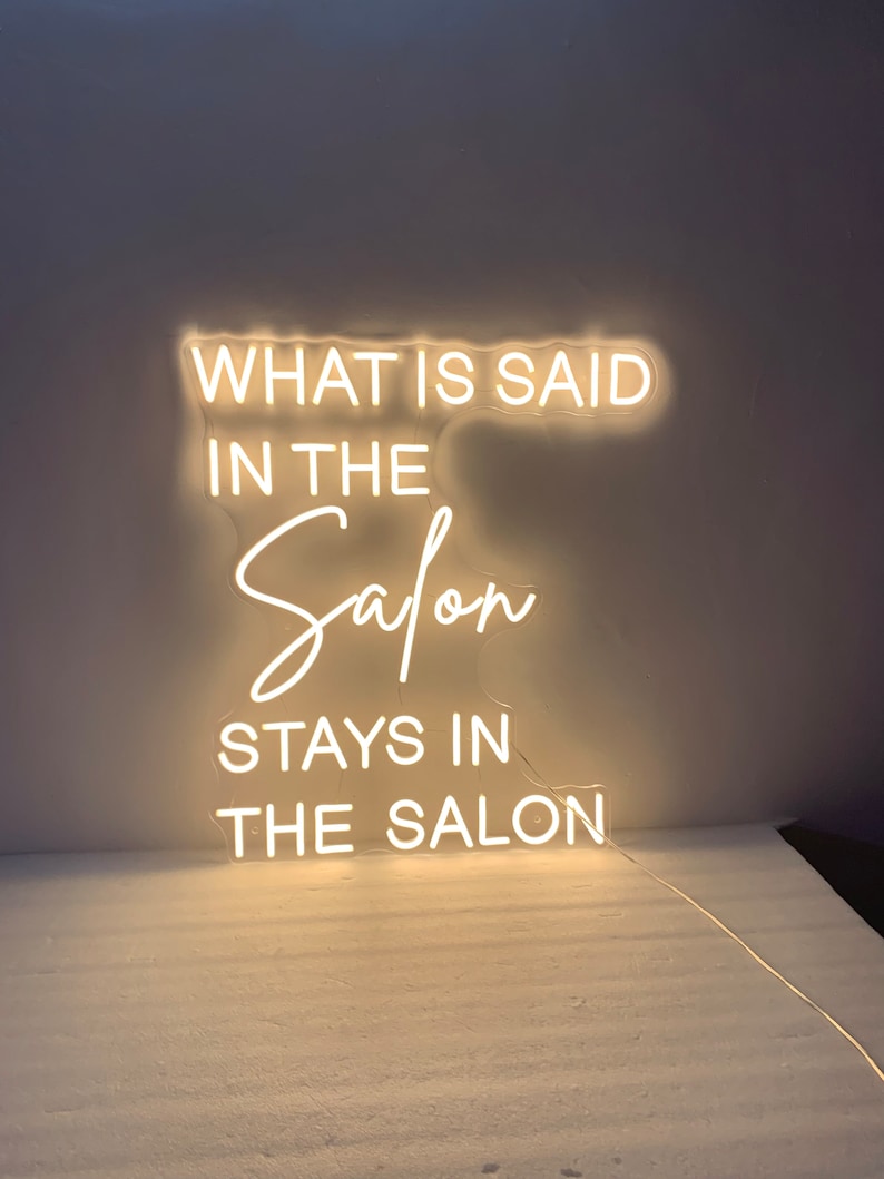 What is Said in the Salon Stays in the Salon, Salon Neon Sign, Neon Light Sign for Salon Wall Decorations, Salon Sign, Beauty Salon Decor image 1