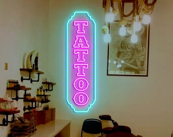 Tattoo Neon Sign, Custom Tattoo Studio Signs,  Vertical Tattoo Sign, Ink Studio Neon Light, Tattoo Artist Room Wall Decor