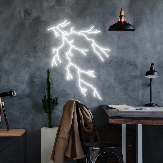 Lightning Crackle Neon Sign for Wall Decor, Electric Thunderbolt