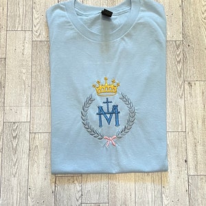 Marian Cross, Catholic Shirt, To Jesus Through Mary Shirt, Ave Maria Catholic Floral Women&#39;s T shirt,