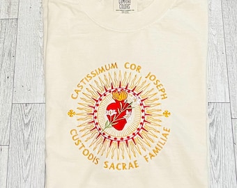 Chaste Heart of St Joseph, Mary of God, Catholic Shirt, Virgin Mary,Ave Maria Catholic Floral Women's T shirt, Catholic Gifts for Mary,