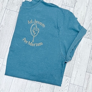 To Jesus  through Mary T shirt, Virgin Mary T- Shirt, Ave Maria Catholic shirt,  Women&#39;s T shirts
