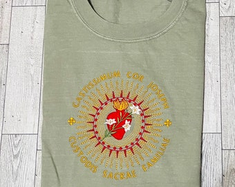 Chaste Heart of St Joseph, Mary of God, Catholic Shirt, Virgin Mary,Ave Maria Catholic Floral Women's T shirt, Catholic Gifts for Mary,