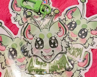 おもしろ動物キーホルダーとステッカー！ || 動物ステッカー キーホルダー 毛皮 毛皮アート 毛皮ファンダム エイリアン 猫 ロバ ロバステッカー ニープ グノープ