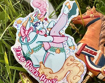 Zero Trick Pony circus pony furry pin and sticker