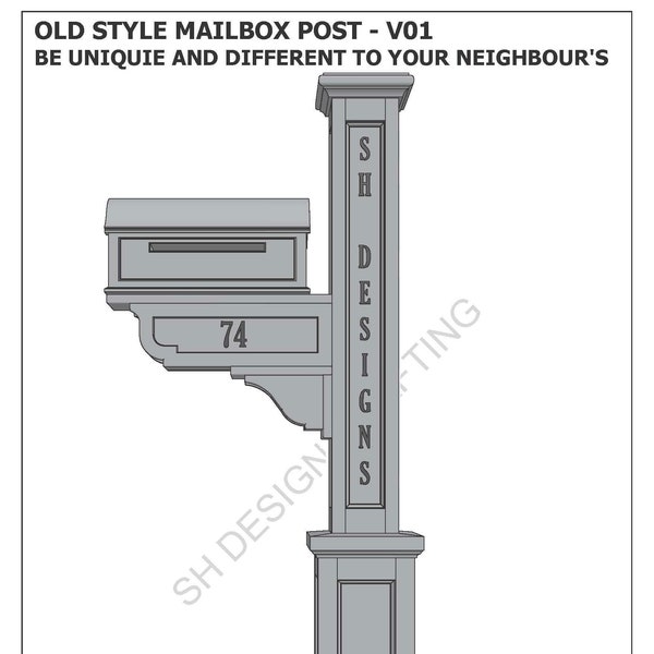 Old Style Mailbox Letter Box Post V01 - Build and Save - Building Plans (imperial dimensions)