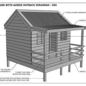 Cubby House - Playhouse - &quot;Great Aussie Outback Style&quot; - Building Plans V4 (imperial dimensions)