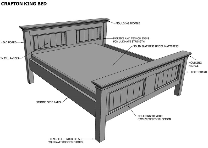 Crafton King Size Timber Bed Make Your Own & SAVE Building Plans