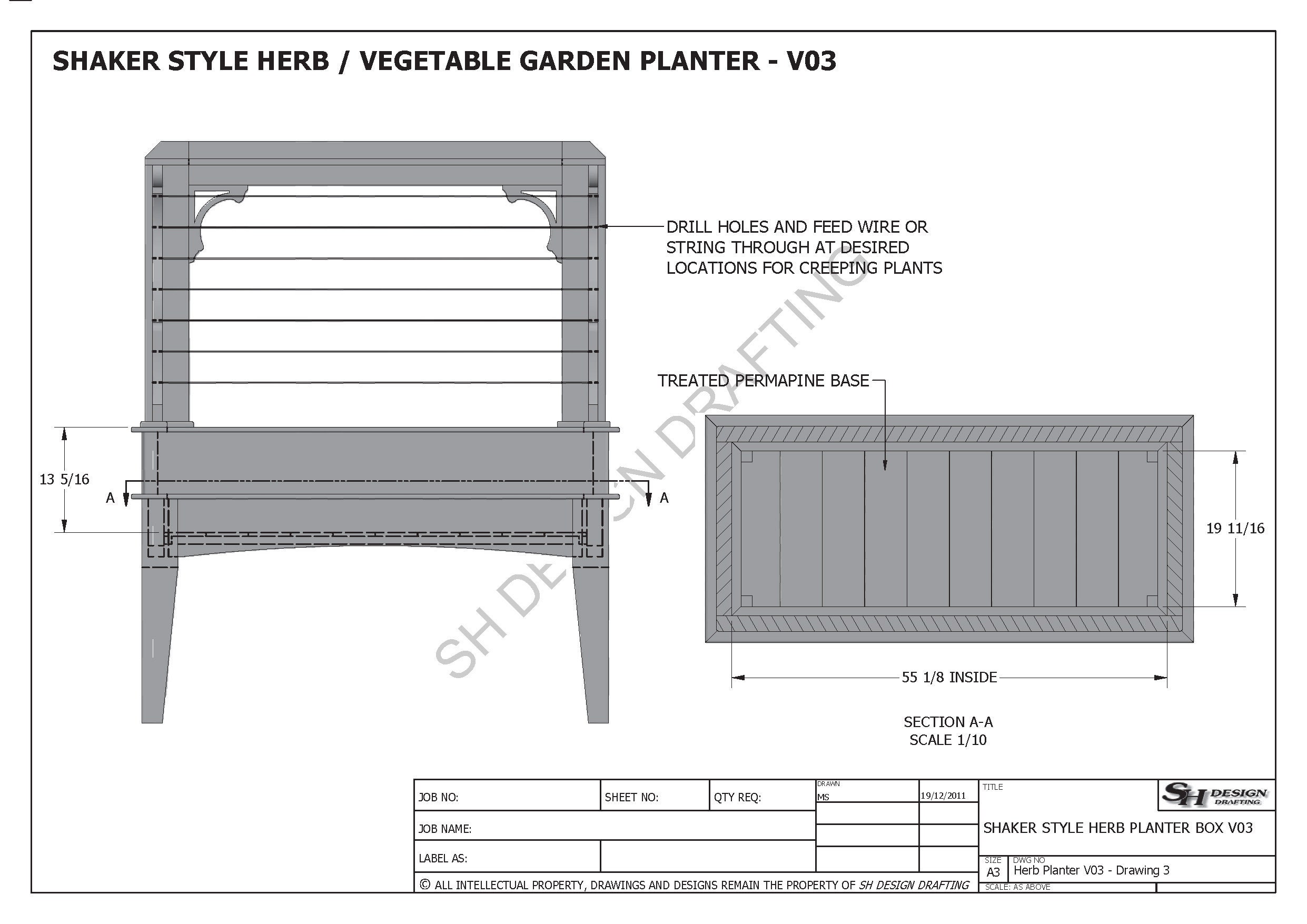 Herb Vegetable Garden Planter V3 Build Your Own Building Plans 2D 3D 