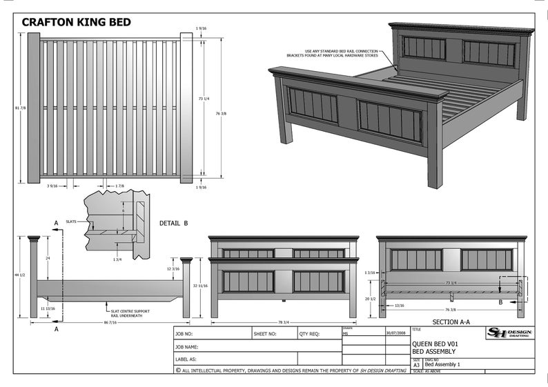 Crafton King Size Timber Bed Make Your Own & SAVE Building Plans