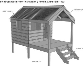 Cubby House - Spielhaus - Bauplan V3 - Bauplan V3 (metrische Maße)