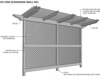 Grape Vine Lattice Wall or Outdoor Privacy Screening (imperial dimensions)